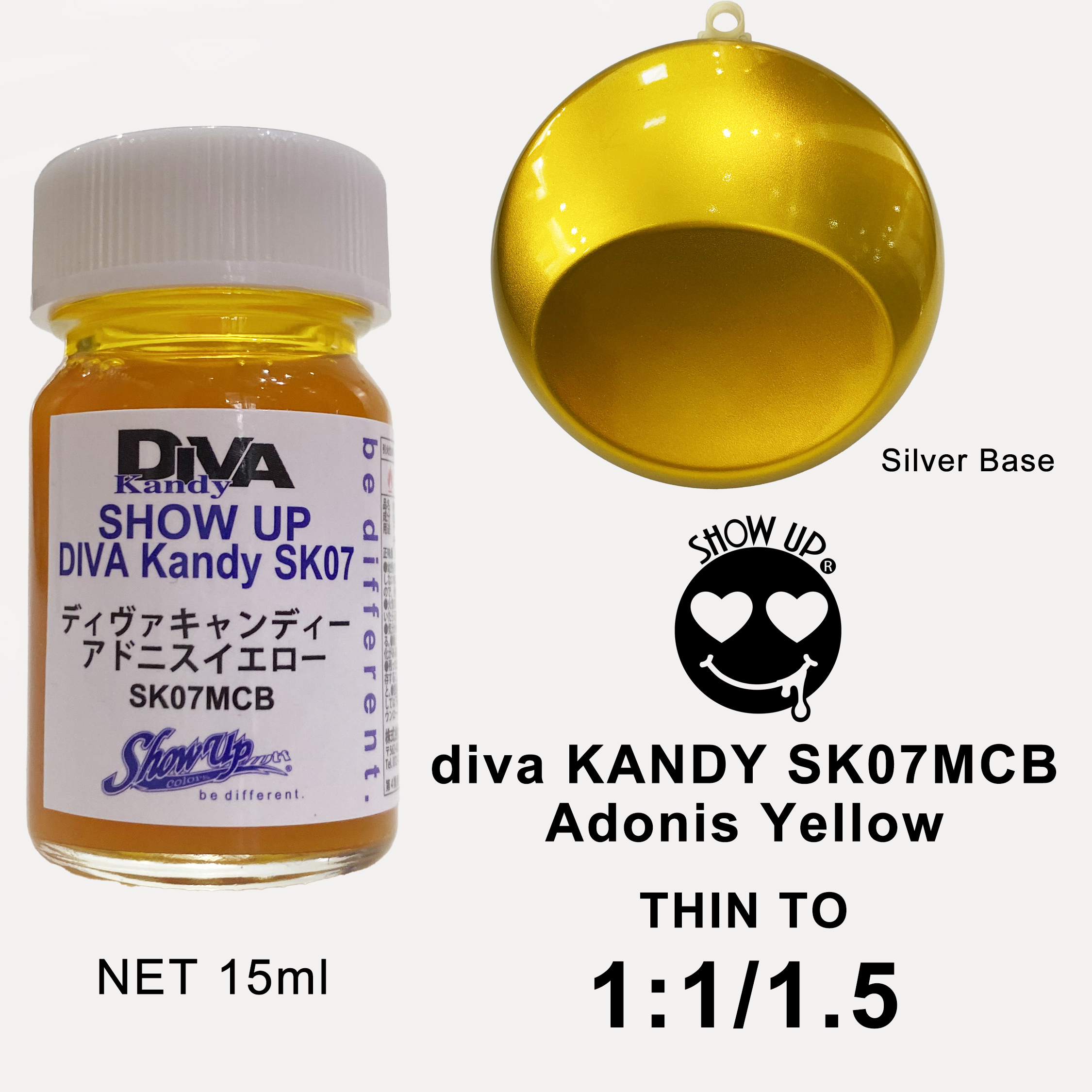 SHOW UP- DIVA Kandy Adonis Yellow micro bottle (15ml)