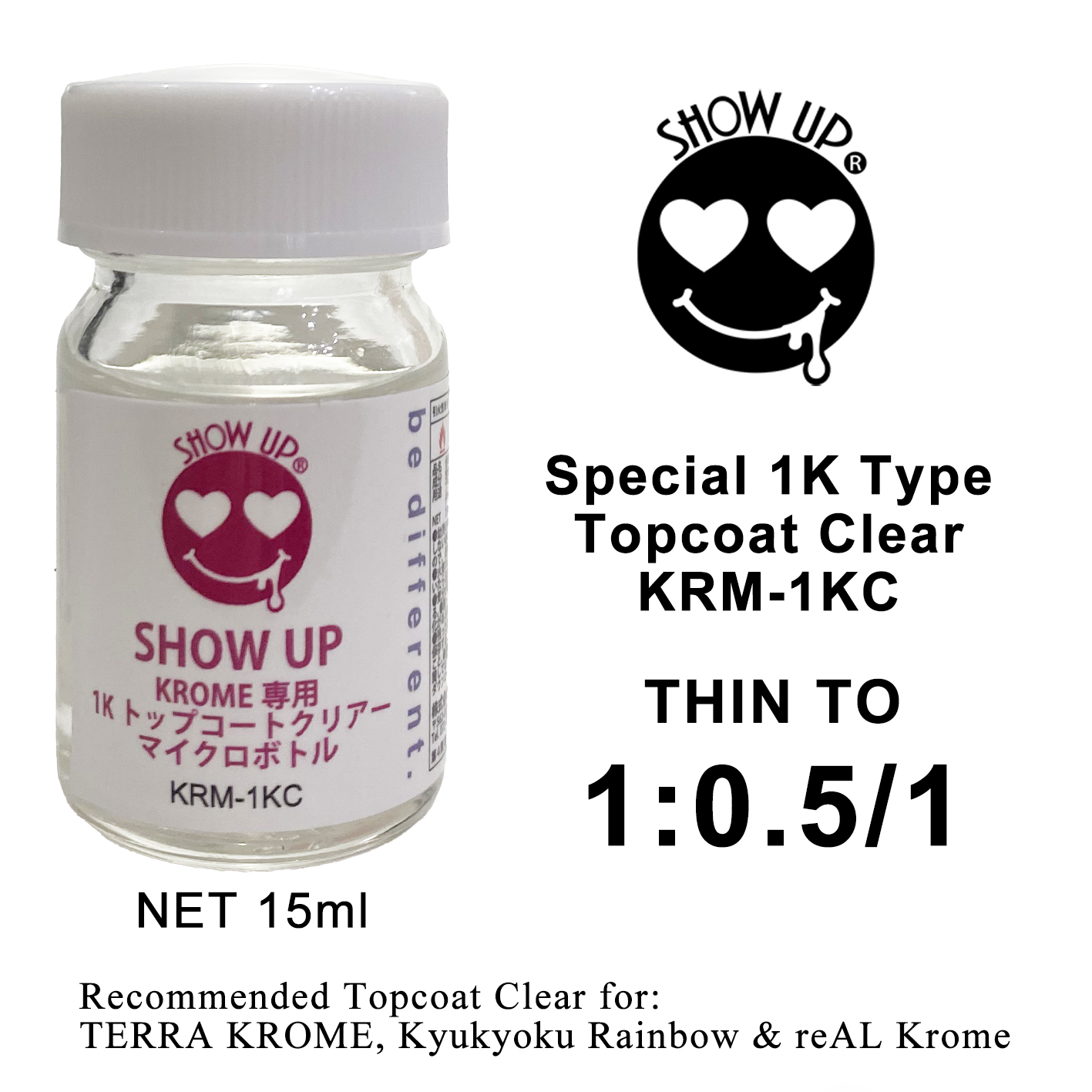 SHOW UP- KROME 1K Topcoat Clear micro bottle 15ml KRM-1KC